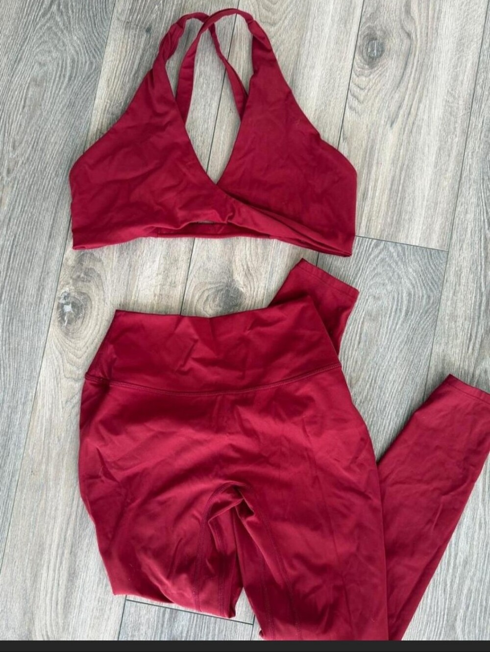 Crop Shop Boutique Burgundy Ruched Back Sports Legging Set
